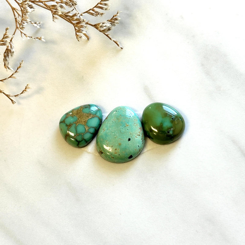 Medium Mint Green Mixed Lone Mountain Turquoise, Set of 3 Background