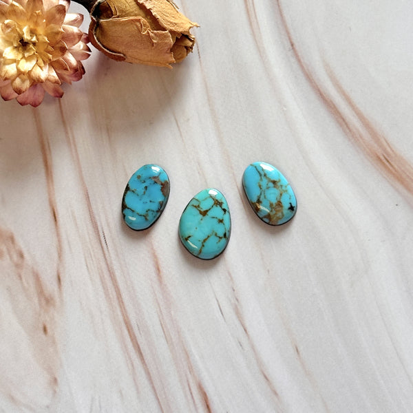 Small Sky Blue Mixed Pilot Mountain Turquoise, Set of 3 Background
