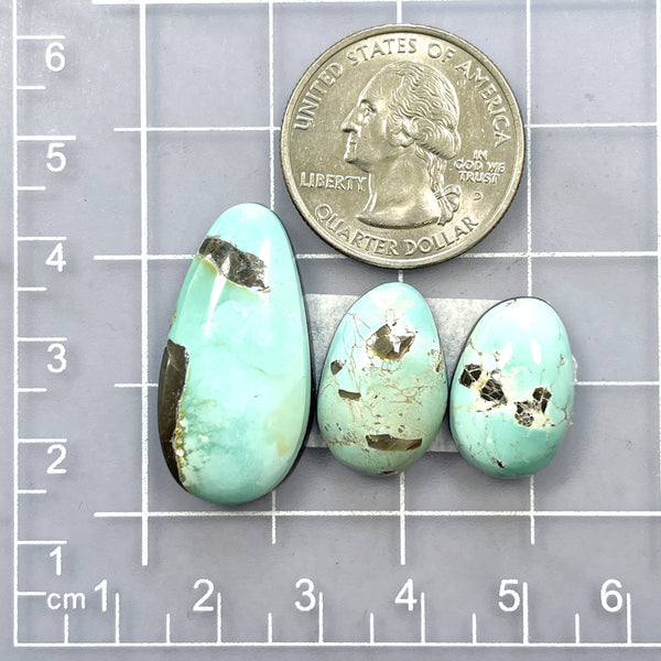 Large Sky Blue Freeform Carico Lake Turquoise, Set of 3 Dimensions