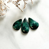 Small Deep Green Teardrop Crescent Lake Variscite, Set of 3 Background