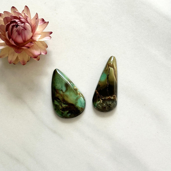 Large Sea Green Teardrop Crescent Lake Variscite, Set of 2 Background