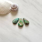 Medium Deep Green Teardrop Mixed Turquoise, Set of 3 Background