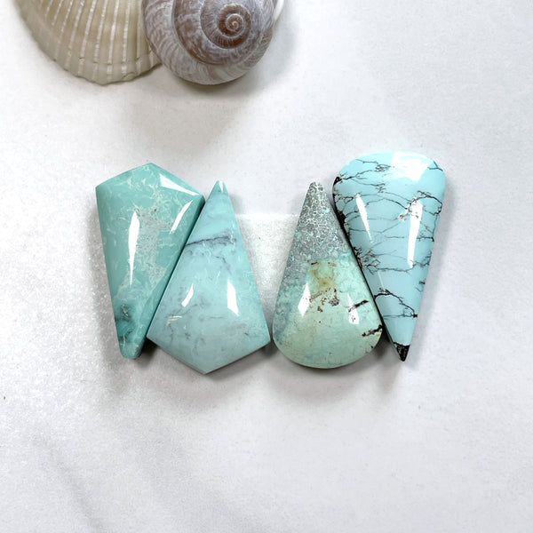 Medium Sky Blue Mixed Mixed Turquoise, Set of 4 Background