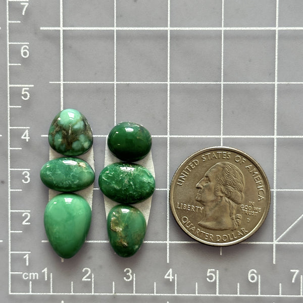 Small Sea Green Mixed Broken Arrow Variscite, Set of 6 Dimensions