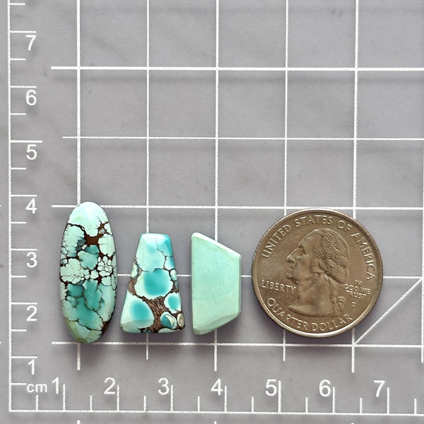 Large Sky Blue Mixed Sand Hill Turquoise, Set of 3 Dimensions