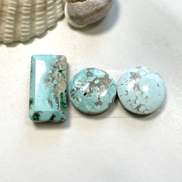 Large Sky Blue Mixed Sand Hill Turquoise, Set of 3 Background