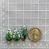 Medium Deep Green Mixed Treasure Mountain Turquoise, Set of 3 Dimensions