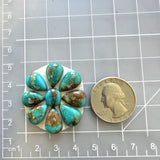 Small Ocean Blue Mixed Number 8 Turquoise, Set of 9 Dimensions