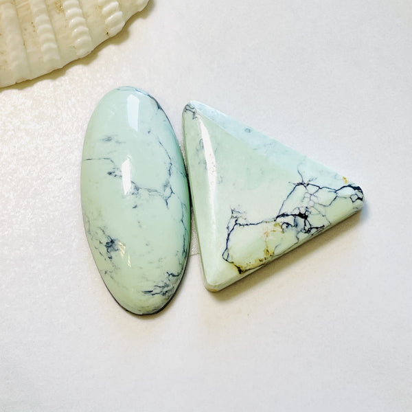Large Faint Green Mixed Lone Mountain Turquoise, Set of 2 Background