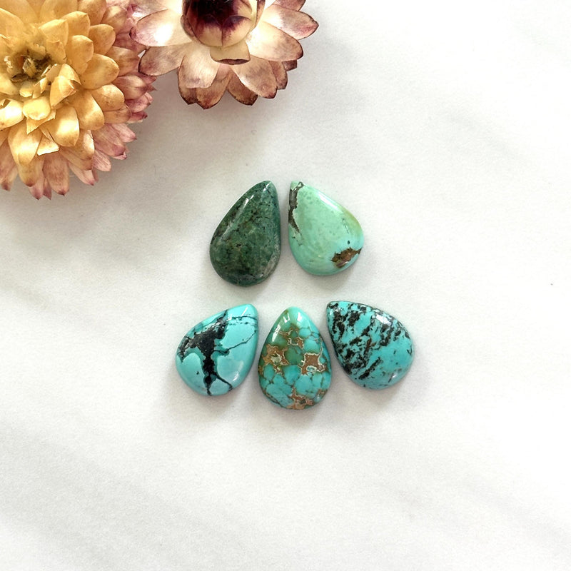 Small Mixed Teardrop Mixed Turquoise, Set of 5 Background