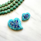 Large Sky Blue Heart Inlay, Set of 2 Background