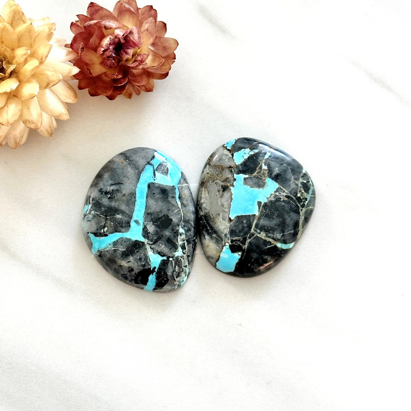 Large Sky Blue Freeform Blue Moon Turquoise, Set of 2 Background