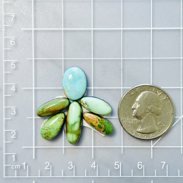 Small Mixed Mixed Carico Lake Turquoise, Set of 6 Dimensions