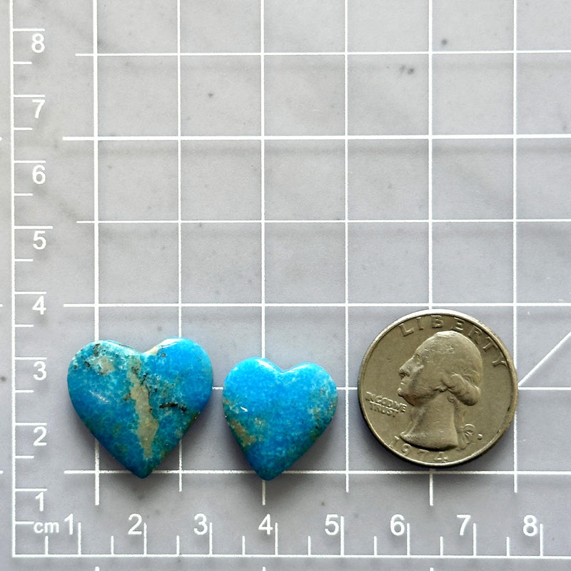 Medium Sky Blue Heart Ithaca Peak Turquoise, Set of 2 Dimensions