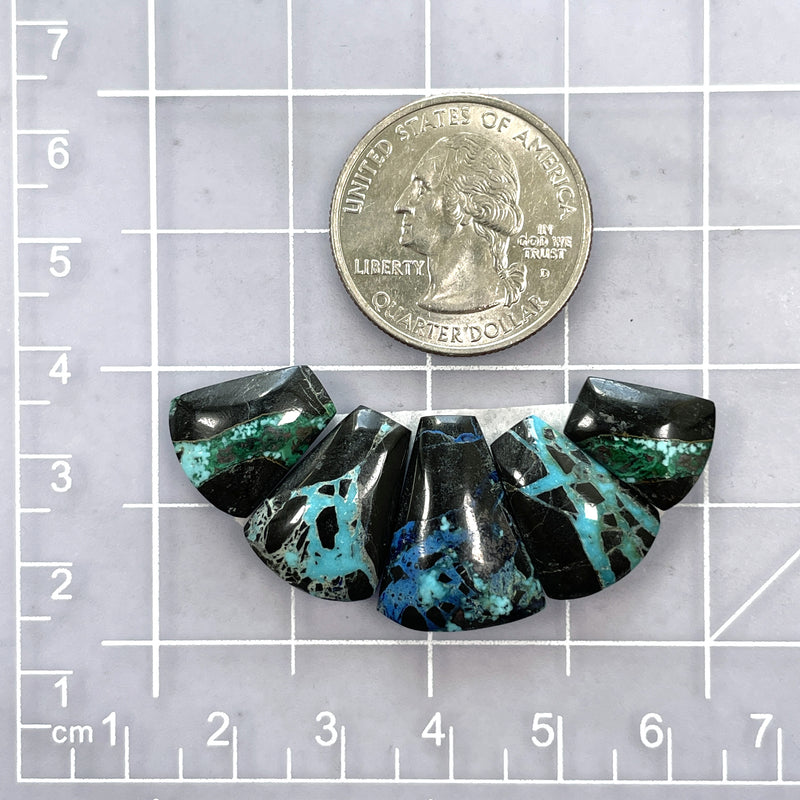 Medium Ocean Blue Mixed Yungai Turquoise, Set of 5 Dimensions