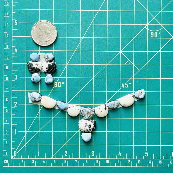 Small Mixed Mixed Mixed Turquoise, Set of 17 Dimensions