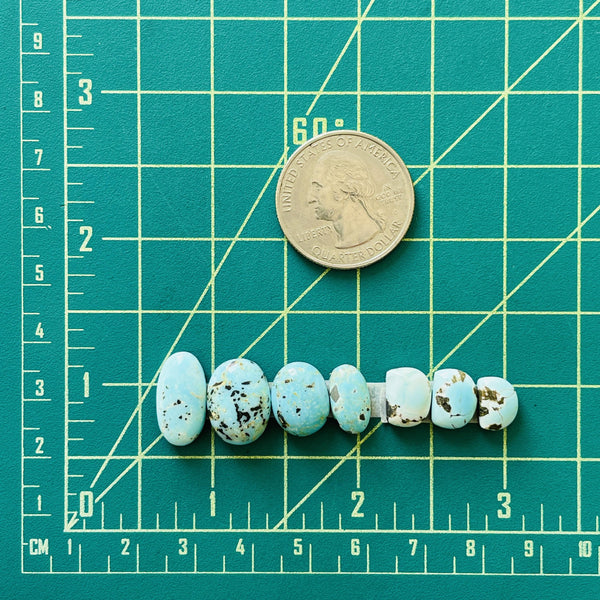 Small Sky Blue Mixed Lone Mountain Turquoise, Set of 7 Dimensions