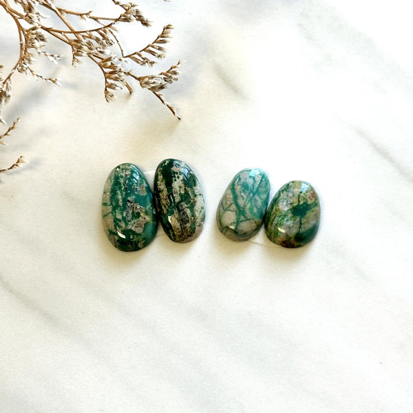 Small Deep Green Mixed Fox Turquoise, Set of 4 - Turquoise Moose