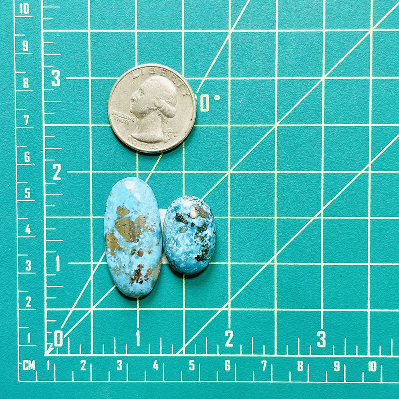 Large Sky Blue Oval Ithaca Peak Turquoise, Set of 2 Dimensions
