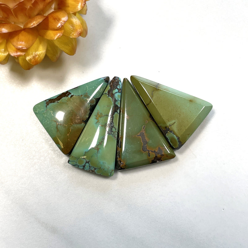 Large Bamboo Green Triangle Crescent Lake Variscite, Set of 4 Background