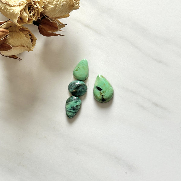 Medium Sea Green Mixed Crescent Lake Variscite, Set of 4 Background