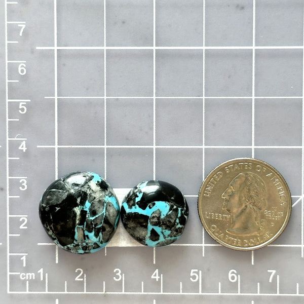 Large Sky Blue Round Blue Moon Turquoise, Set of 2 Dimensions