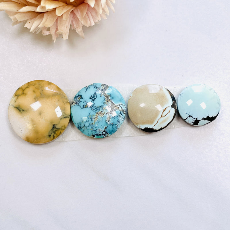 Small Mixed Round Mixed Turquoise, Set of 4 Background