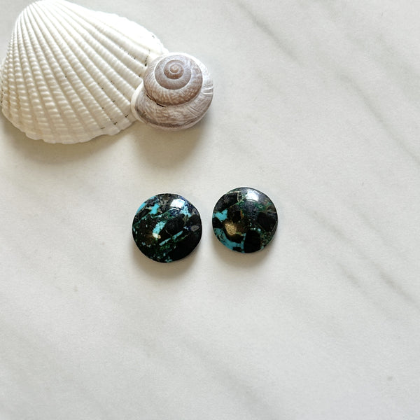 Small Sky Blue Round Yungai Turquoise, Set of 2 Background