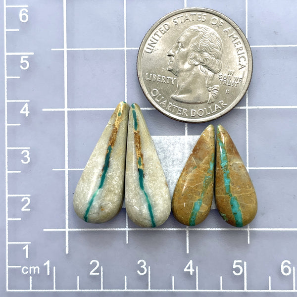 Large Sky Blue Teardrop Royston Turquoise, Set of 4 Dimensions