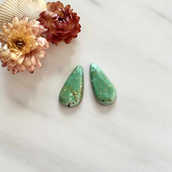 Medium Sea Green Teardrop Namtso Lake Turquoise, Set of 2 Background
