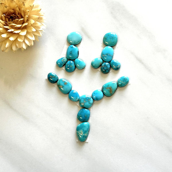 Small Sky Blue Mixed Lone Mountain Turquoise, Set of 19 Background
