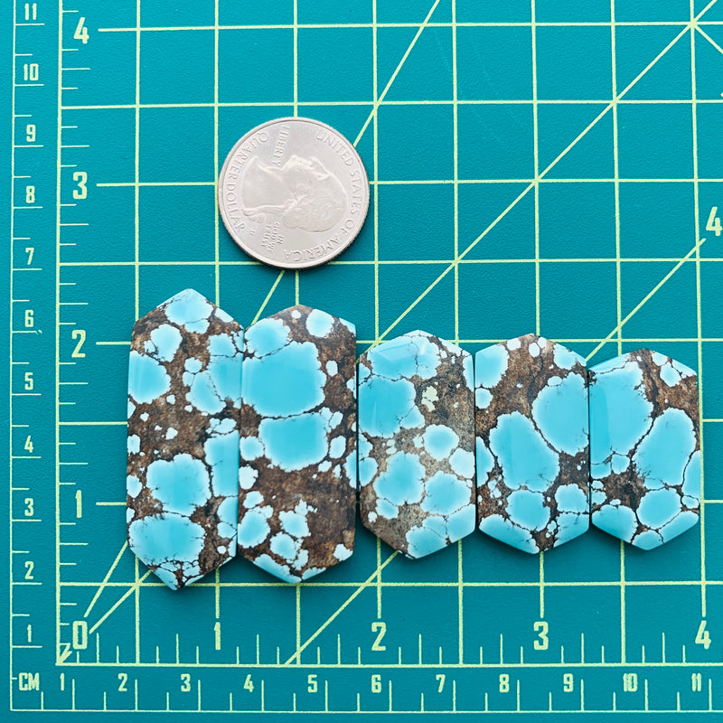 Large Sky Blue Hexagon Yungai Turquoise, Set of 5 Dimensions