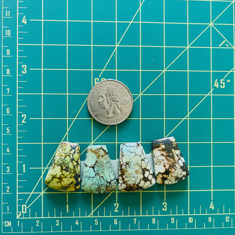 Large Mixed Freeform Mixed Turquoise, Set of 4 Dimensions