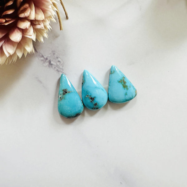 Small Sky Blue Teardrop Lone Mountain Turquoise, Set of 3 Background