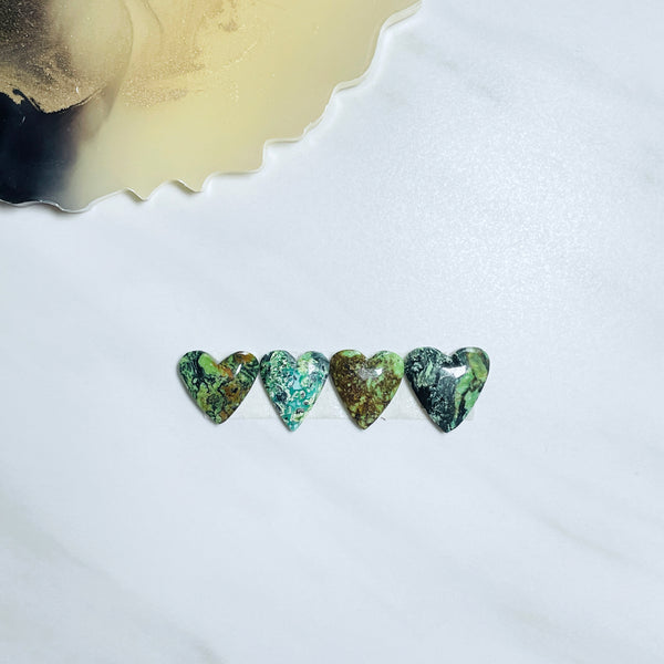 Medium Sea Green Heart Yungai Turquoise, Set of 4 Background