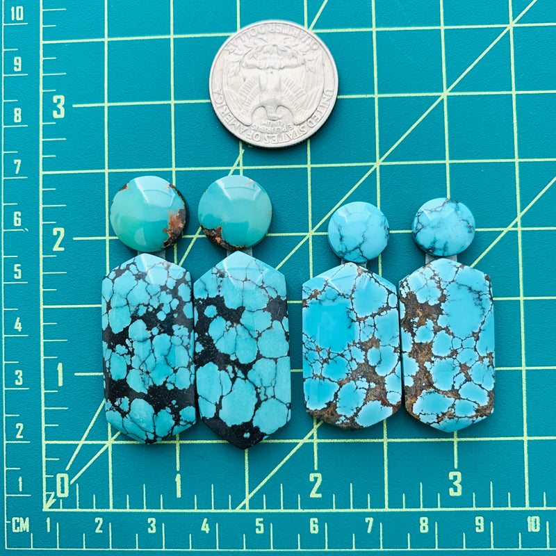 Medium Mixed Mixed Yungai Turquoise, Set of 8 Dimensions