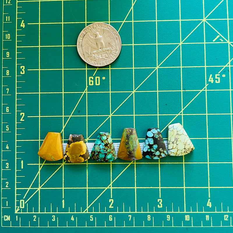 Small Mixed Freeform Mixed Turquoise, Set of 6 Dimensions