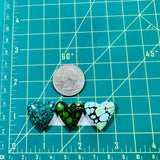 Large Mixed Heart Mixed Turquoise, Set of 3 Dimensions