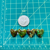 Medium Sea Green Heart Yungai Turquoise, Set of 4 Dimensions