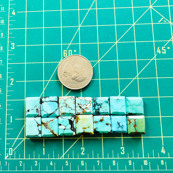 Small Mixed Bar Mixed Turquoise, Set of 14 Dimensions