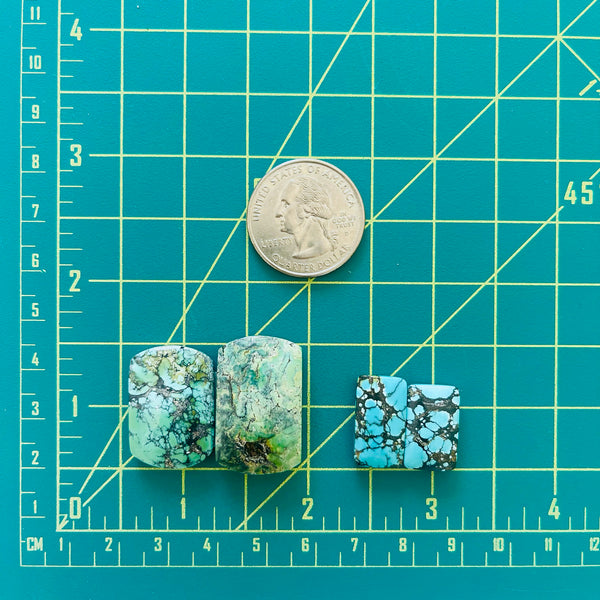 Medium Mixed Mixed Mixed Turquoise, Set of 4 Dimensions