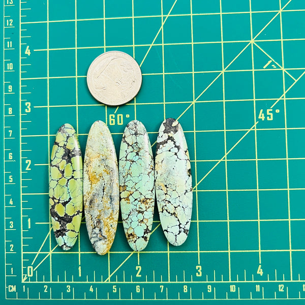 Large Faint Green Surfboard Mixed Turquoise, Set of 4 Dimensions