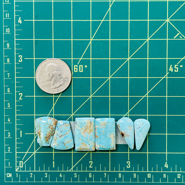 Medium Sky Blue Mixed Sand Hill Turquoise, Set of 6 Dimensions