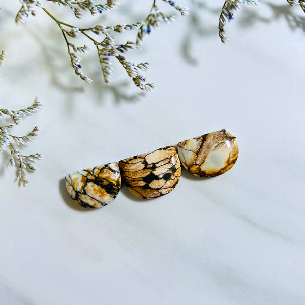 Medium Royal Orange Half Moon Purple Lavender Variscite, Set of 3 Background