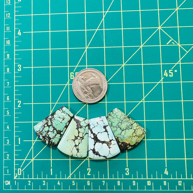 Large Mixed Petal Wild Horse Turquoise, Set of 4 Dimensions