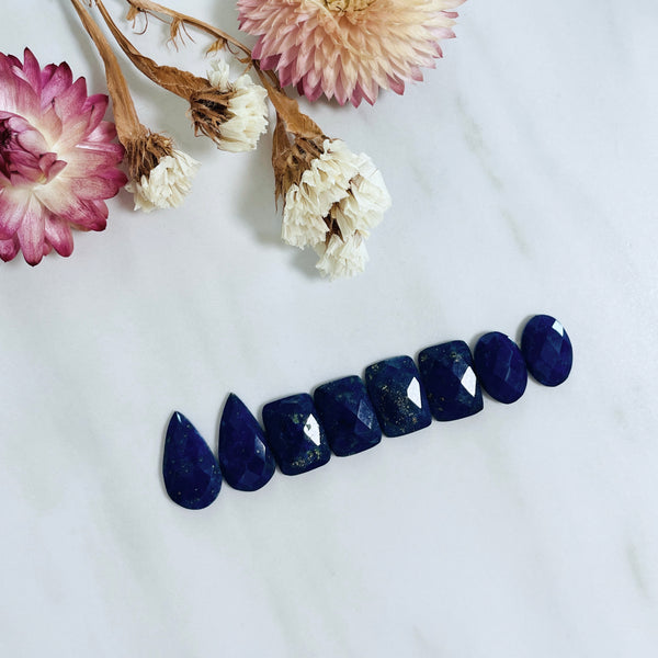 Small Deep Blue Mixed Lapis Lazuli, Set of 8 Background