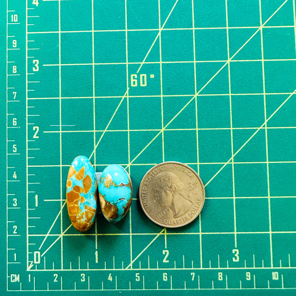 Large Ocean Blue Freeform Royston Turquoise, Set of 2 Dimensions