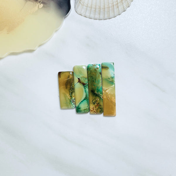 Large Sea Green Bar Crescent Lake Variscite, Set of 4 Background