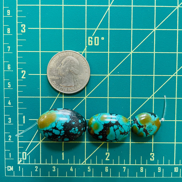 Medium Ocean Blue Oval Giraffe Beads, Set of 3 Dimensions