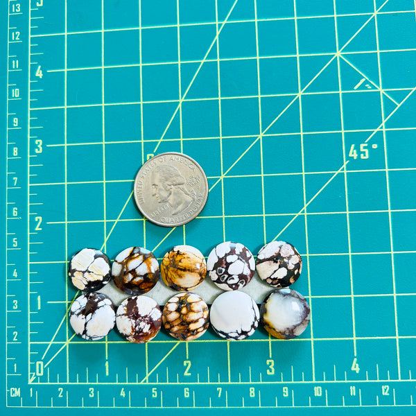 Small Earth Brown Round Purple Lavender Variscite, Set of 10 Dimensions